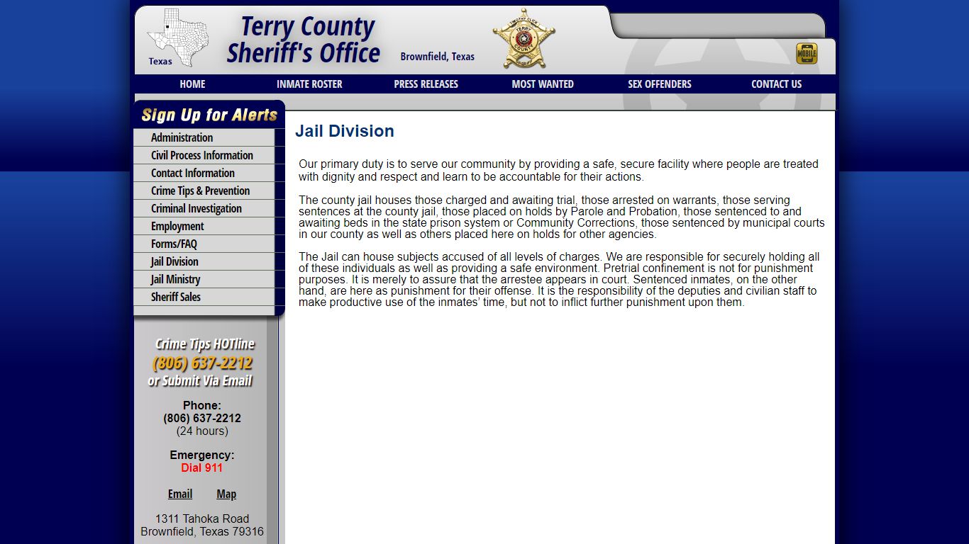 Jail Division - Terry County TX Sheriff's Office